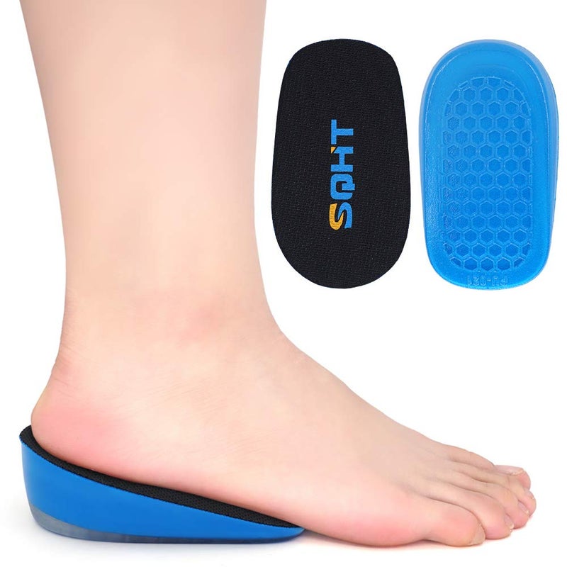 SQHT 's Height Increase Insoles - Gel Shoe Heel Lift Inserts & Pads  Achilles Tendon Cushion Cups for Men and Women (Large (1.4 "" Height)) Blue&Black - Image 1